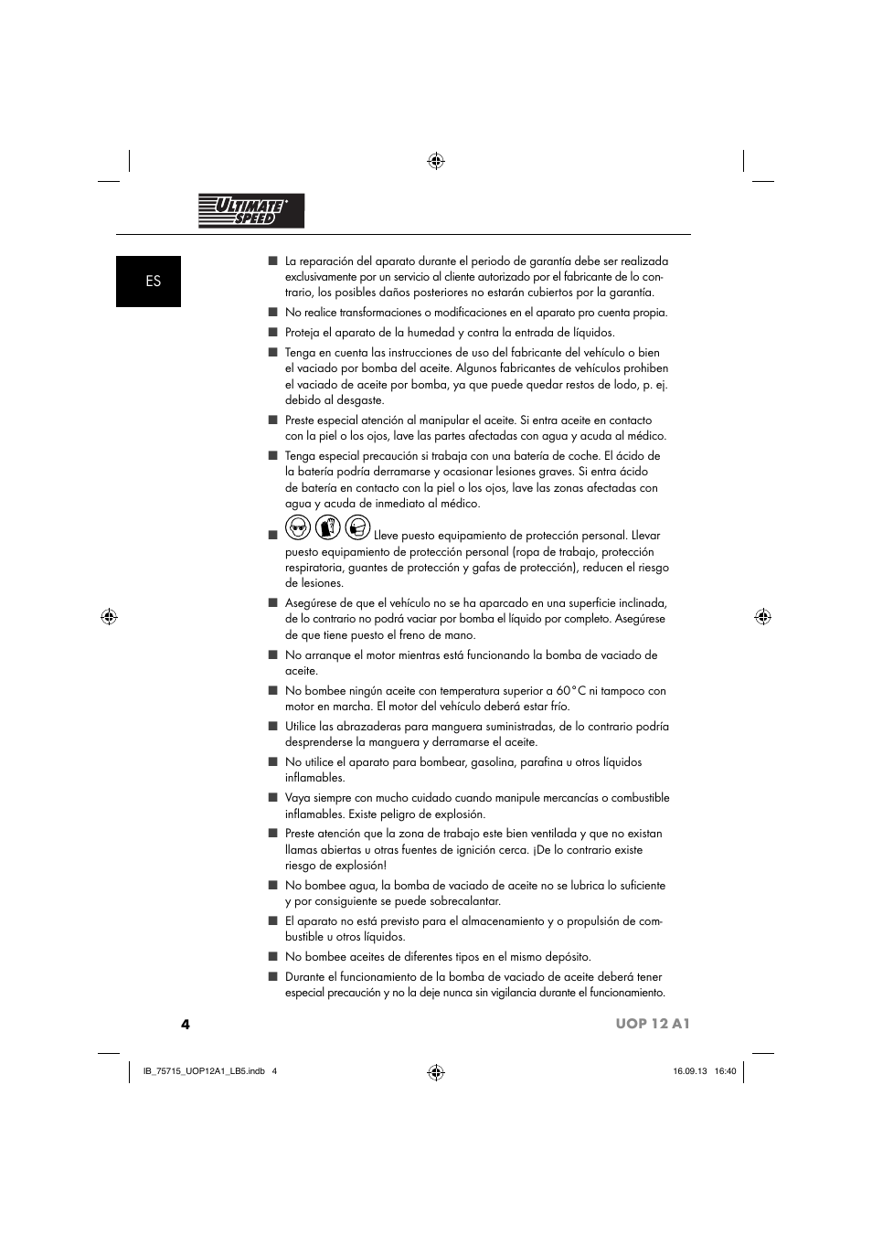 Ultimate Speed UOP 12 A1 User Manual | Page 7 / 44