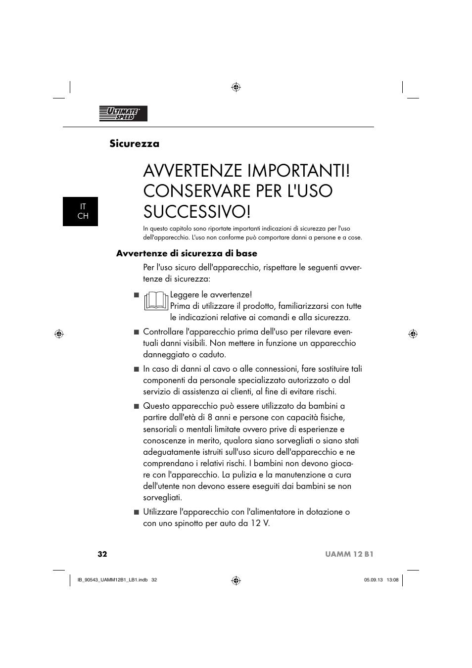 Sicurezza | Ultimate Speed UAMM 12 B1 User Manual | Page 35 / 59