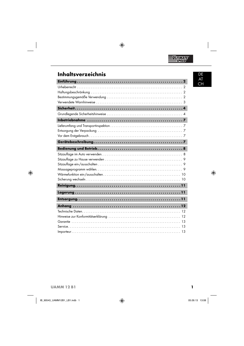 Ultimate Speed UAMM 12 B1 User Manual | Page 4 / 59