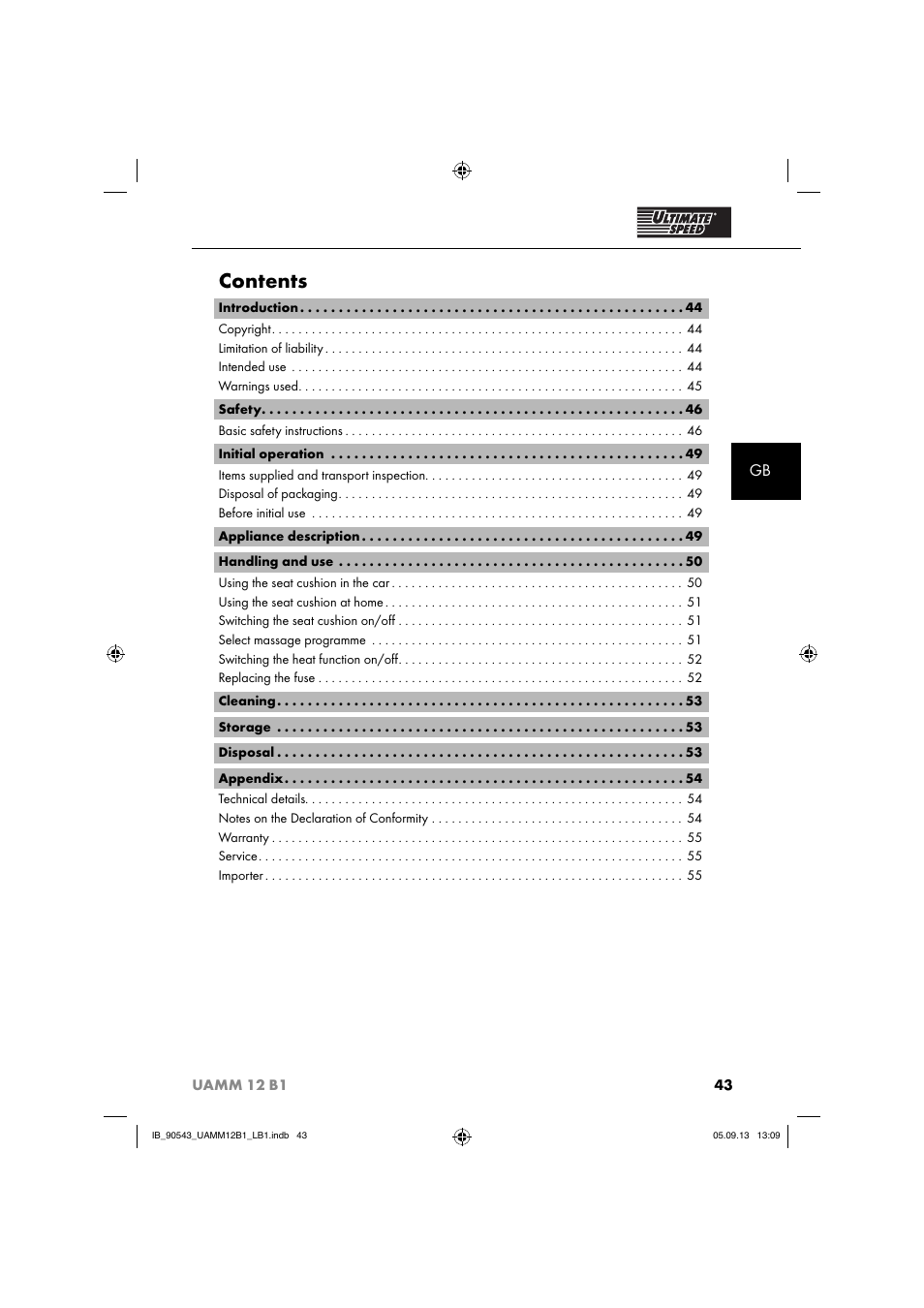 Ultimate Speed UAMM 12 B1 User Manual | Page 46 / 59