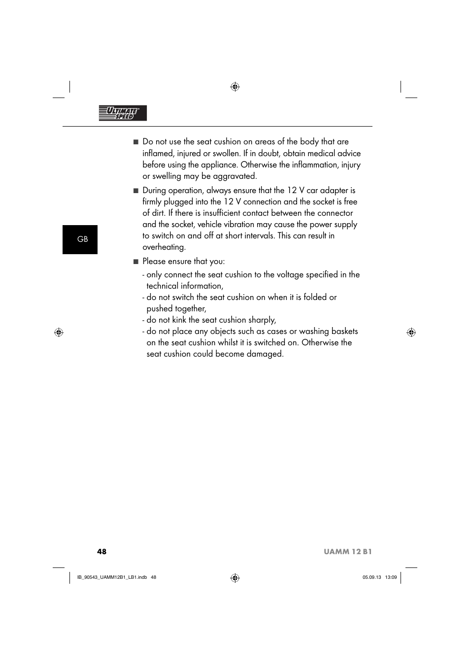 Ultimate Speed UAMM 12 B1 User Manual | Page 51 / 59
