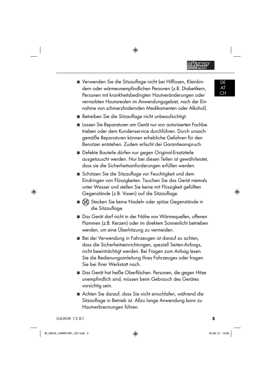 Ultimate Speed UAMM 12 B1 User Manual | Page 8 / 59