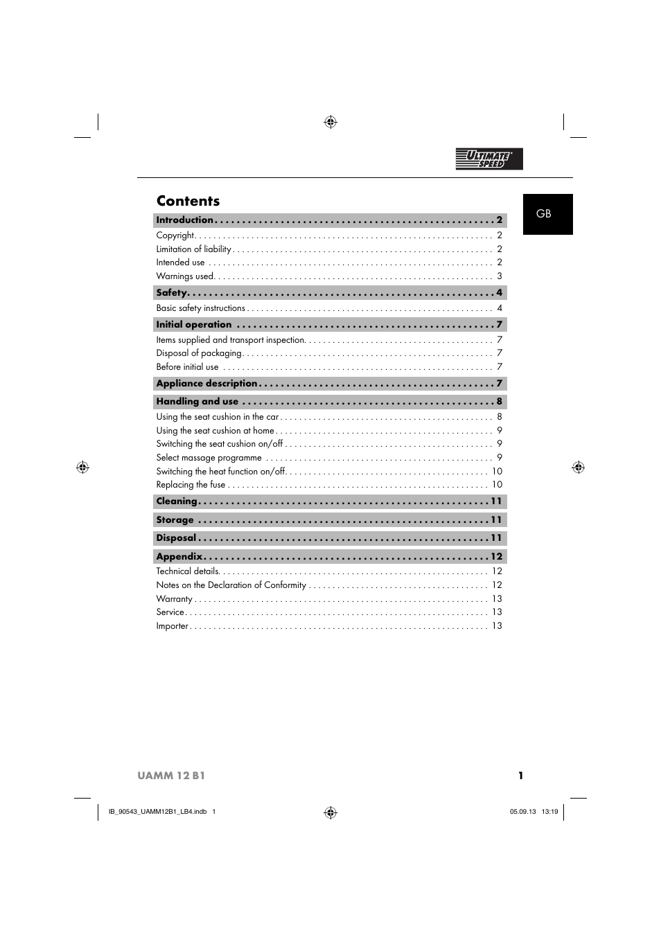 Ultimate Speed UAMM 12 B1 User Manual | Page 4 / 87