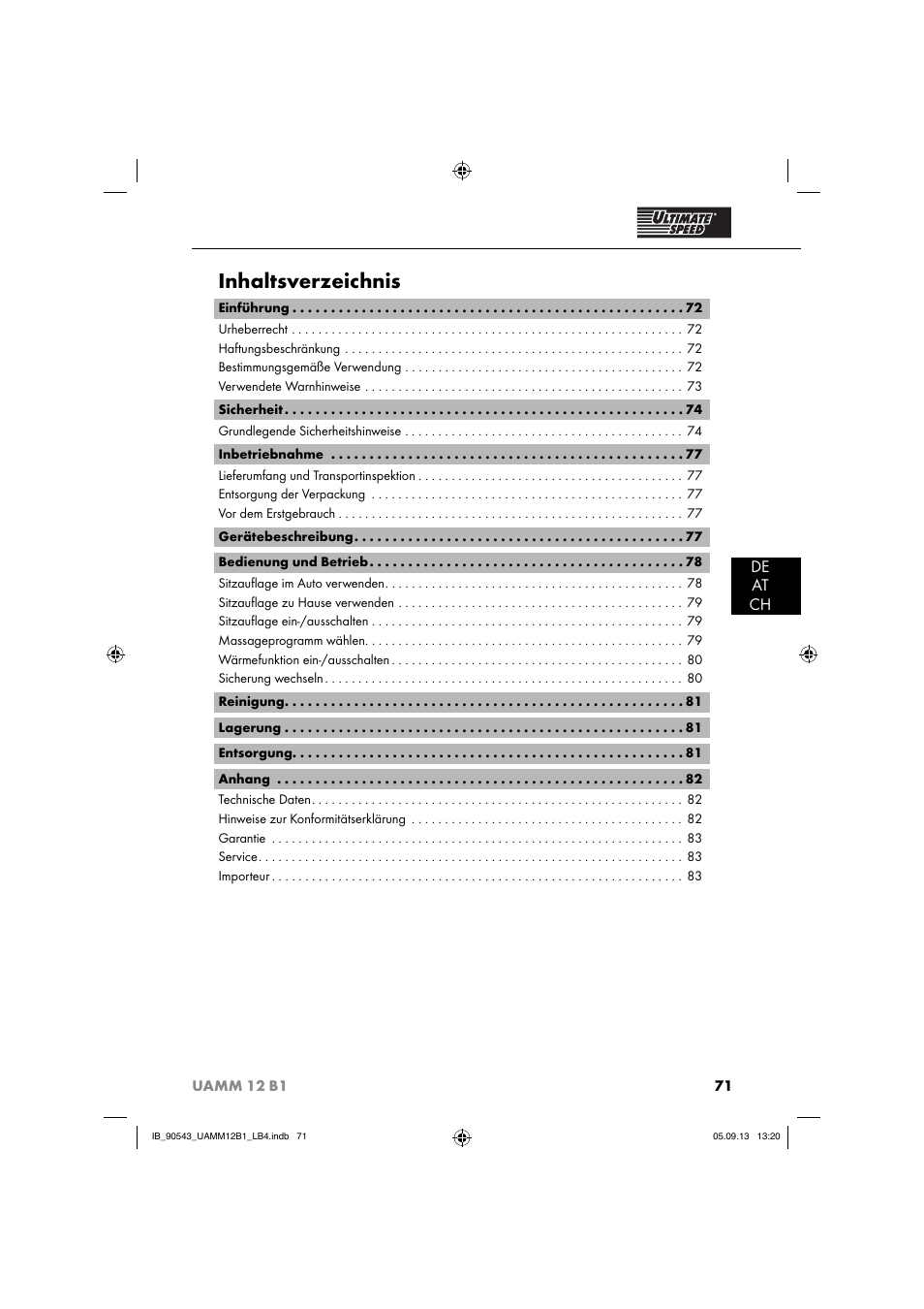 Ultimate Speed UAMM 12 B1 User Manual | Page 74 / 87