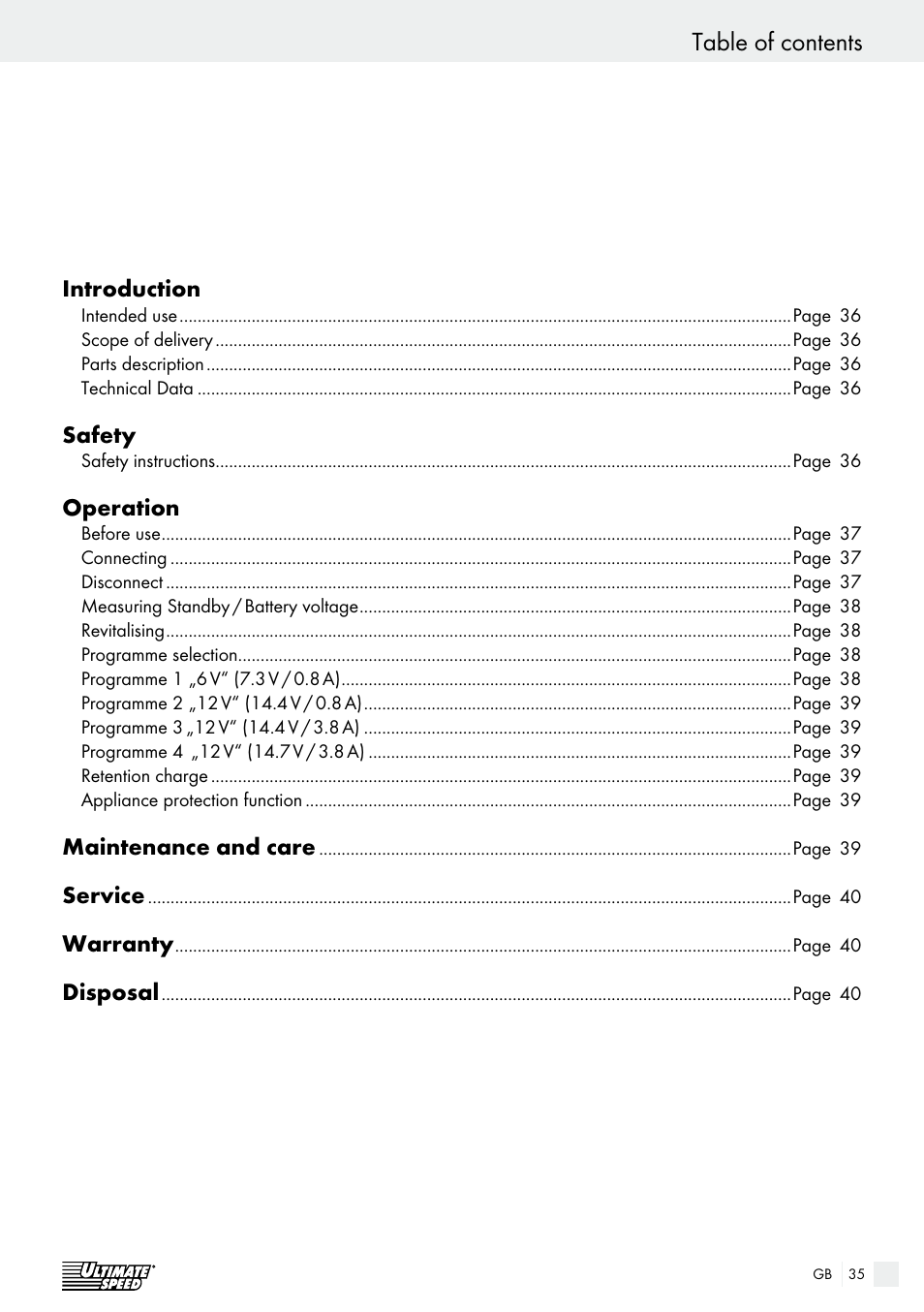 Ultimate Speed ULGD 3.8 A1 User Manual | Page 35 / 41