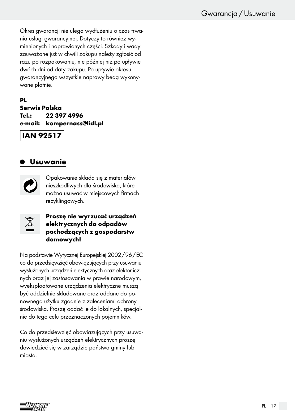 Ultimate Speed ULGD 3.8 A1 User Manual | Page 17 / 52