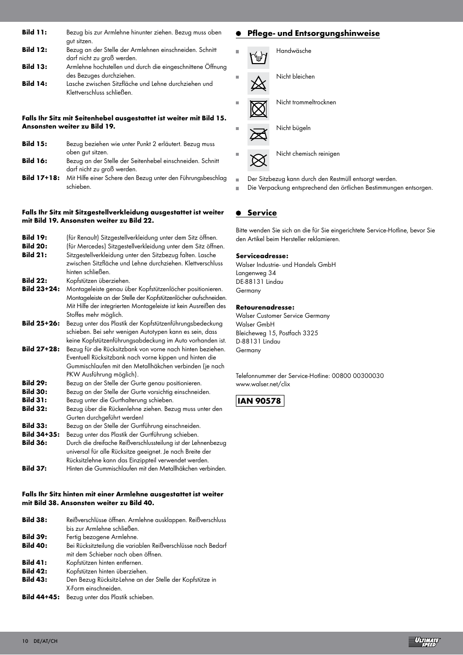 Ultimate Speed CAR SEAT COVER SET User Manual | Page 10 / 13