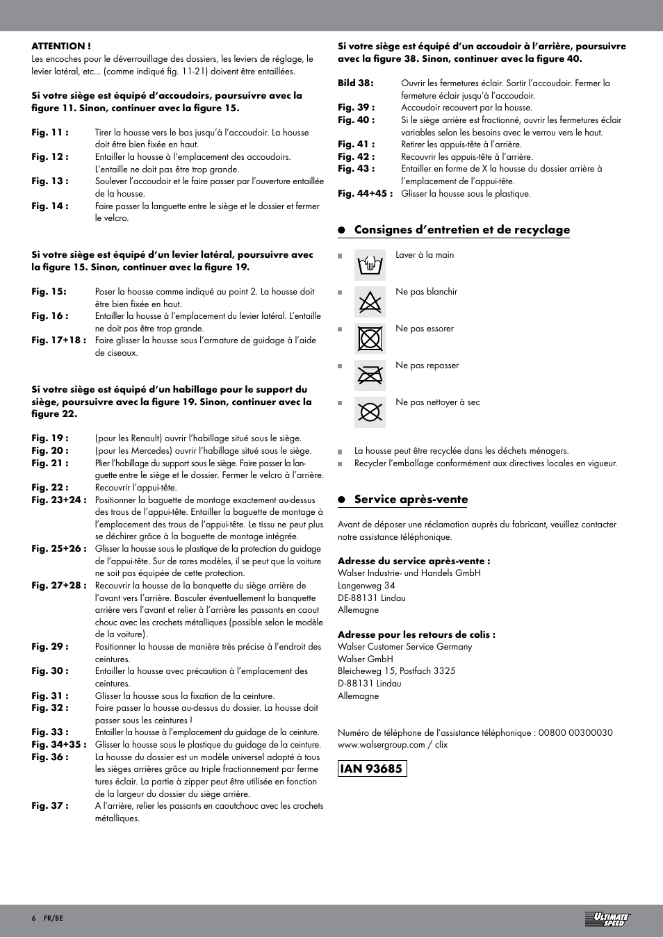 Ultimate Speed RACING CAR SEAT COVER SET User Manual | Page 6 / 13
