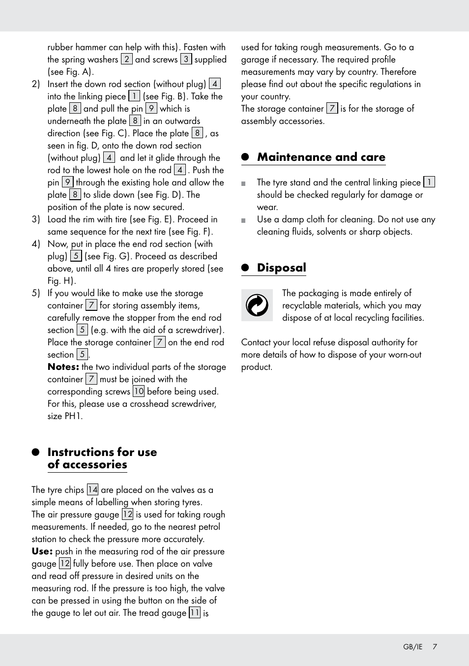 Instructions for use of accessories, Maintenance and care, Disposal | Ultimate Speed Z31365 User Manual | Page 7 / 20