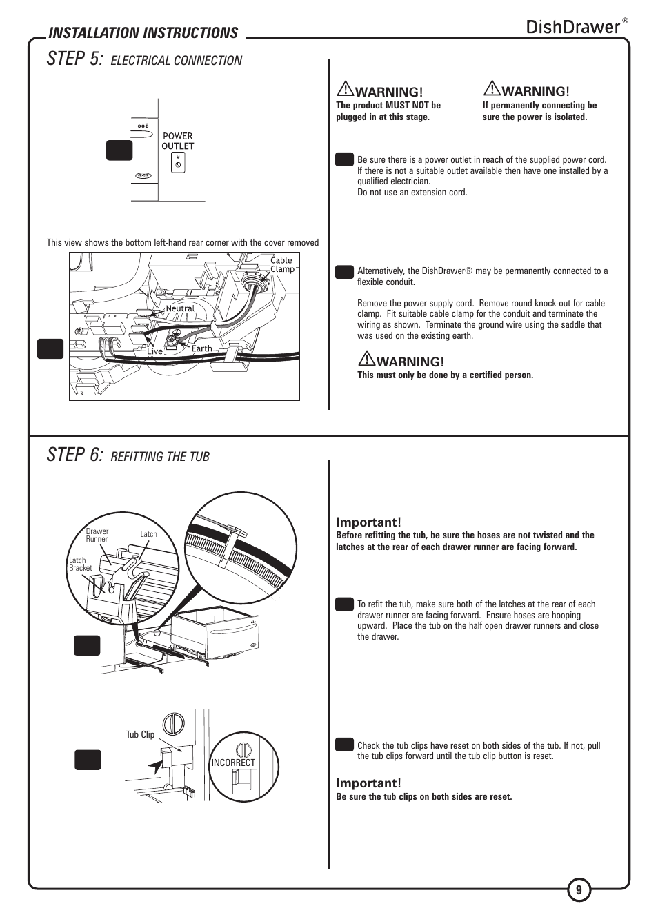 Step 5, Step 6, Installation instructions | DCS DS224 User Manual | Page 9 / 12