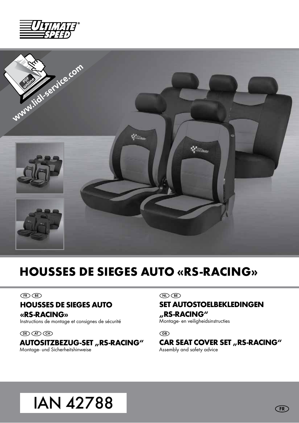 Ultimate Speed RS-RACING CAR SEAT COVER SET User Manual | 13 pages