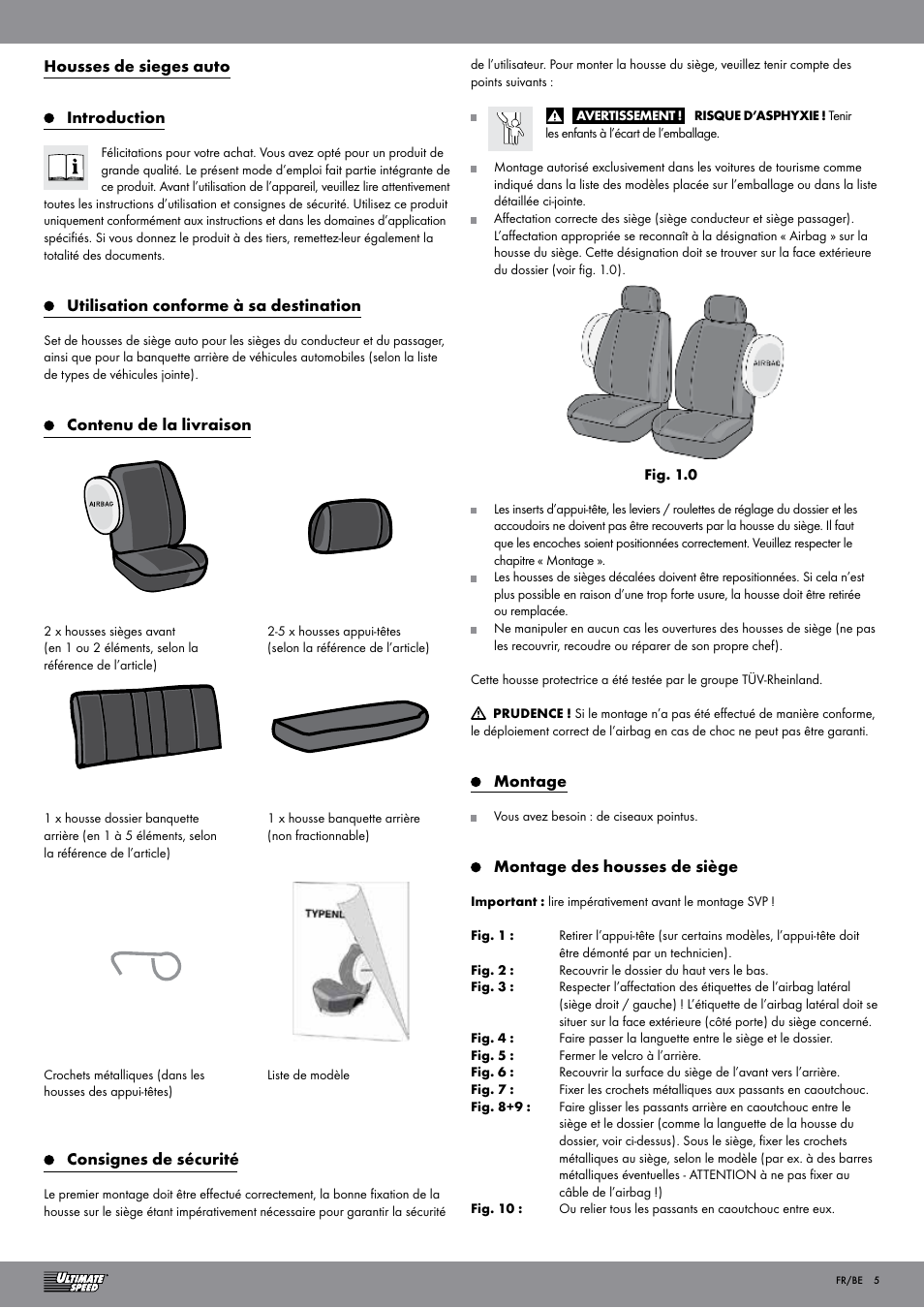 Ultimate Speed RS-RACING CAR SEAT COVER SET User Manual | Page 5 / 13