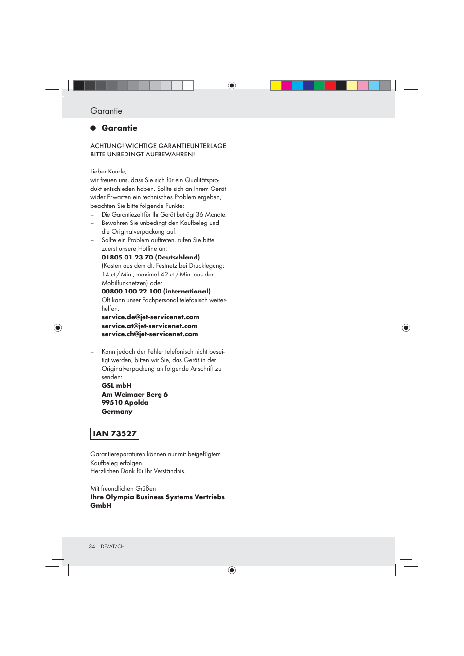 Garantie | United Office Strip Cut Shredder User Manual | Page 34 / 35