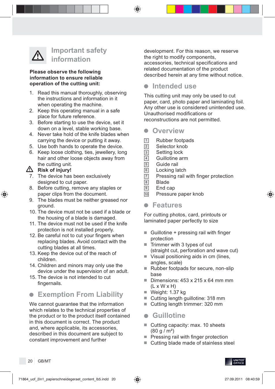 United Office 2-in-1 Paper Trimmer User Manual | Page 22 / 30