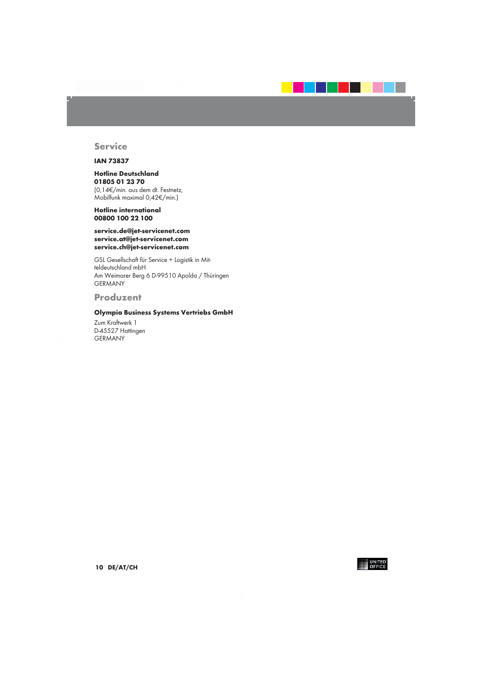 Service, Produzent | United Office 2-in-1 Paper Trimmer User Manual | Page 10 / 34