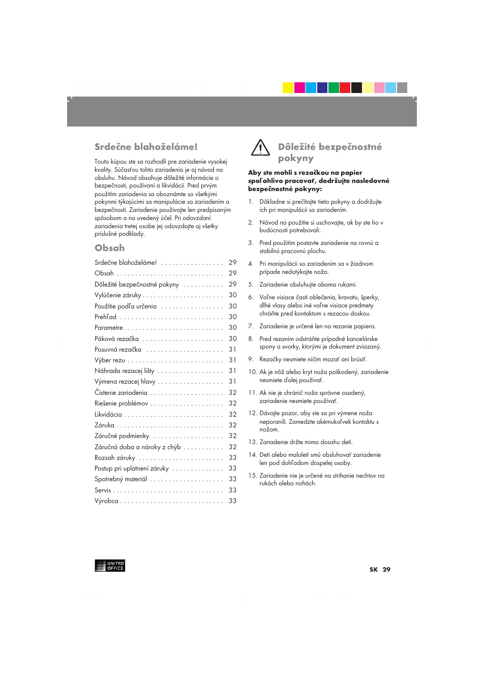 United Office 2-in-1 Paper Trimmer User Manual | Page 29 / 42