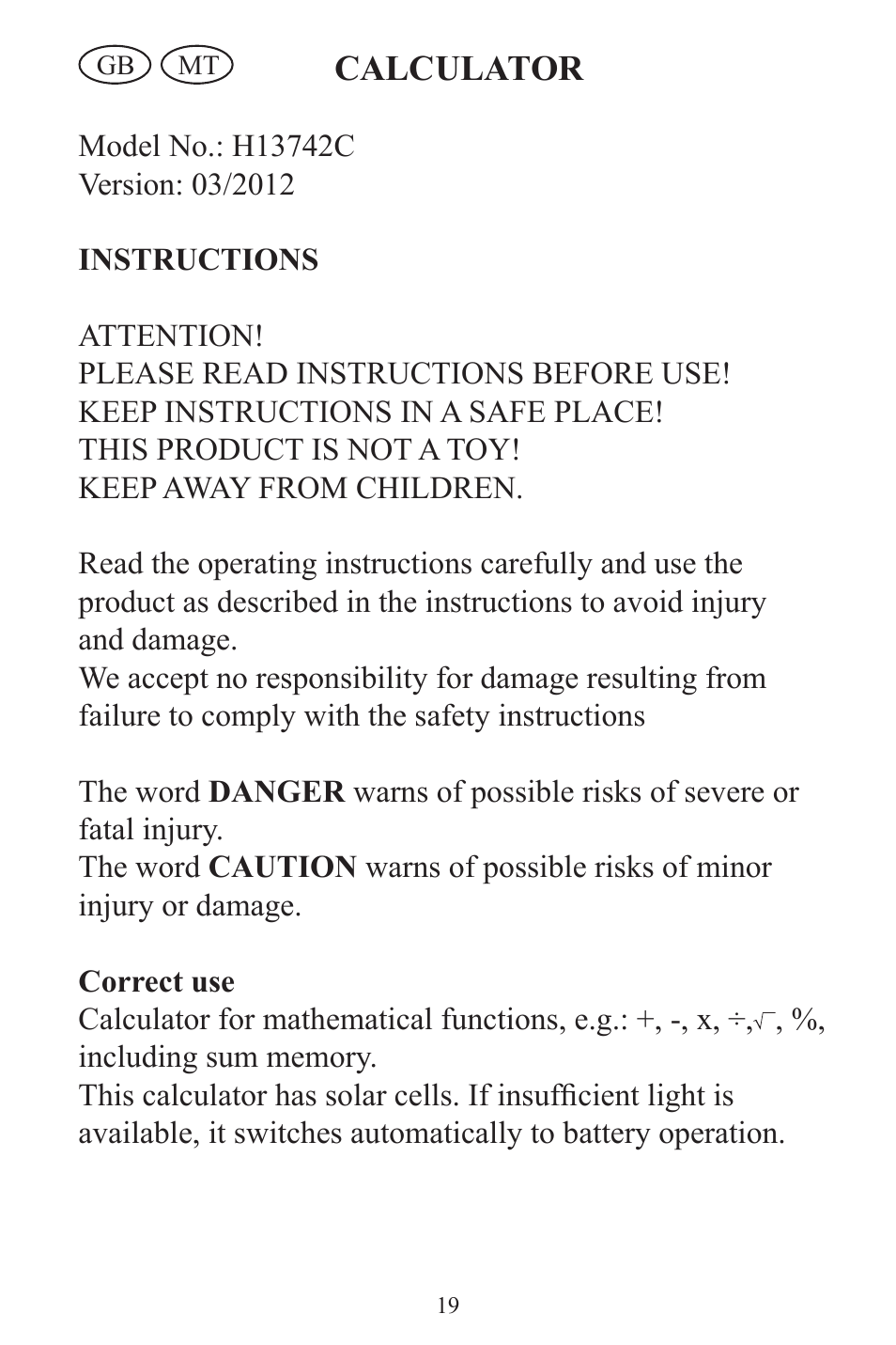 United Office H13742C User Manual | Page 20 / 26