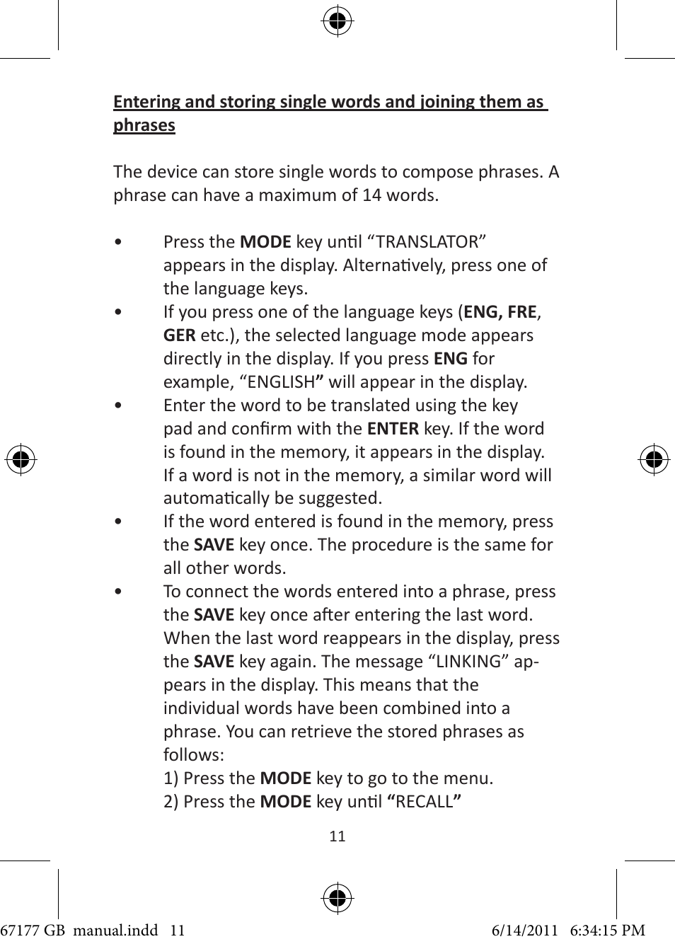 United Office Pocket Translator User Manual | Page 12 / 24