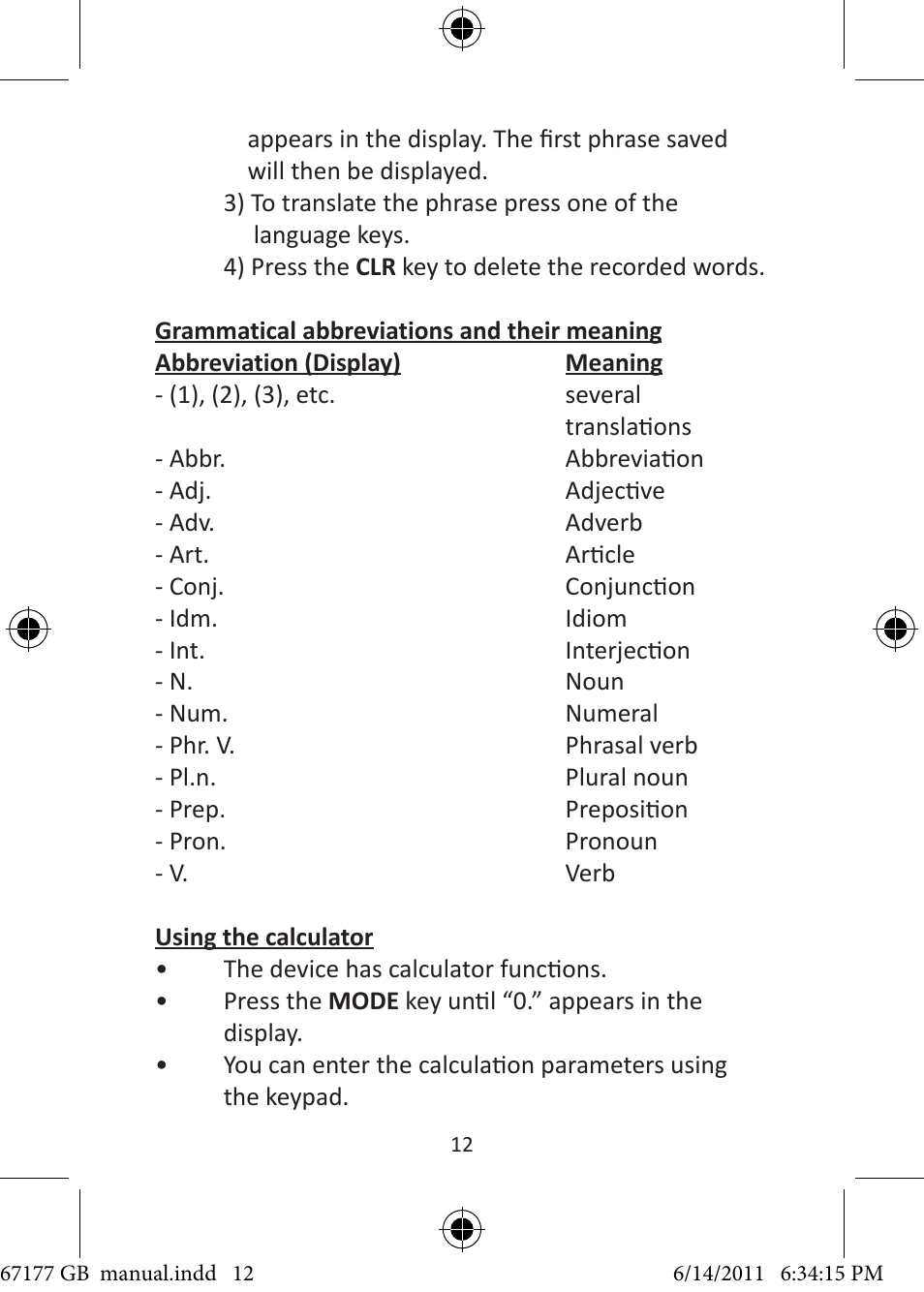 United Office Pocket Translator User Manual | Page 13 / 24