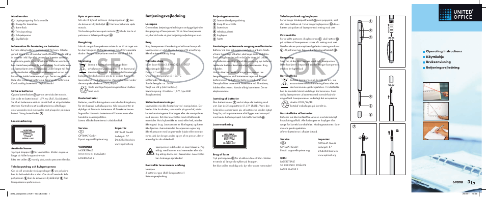 United Office Laser Pointer User Manual | 2 pages