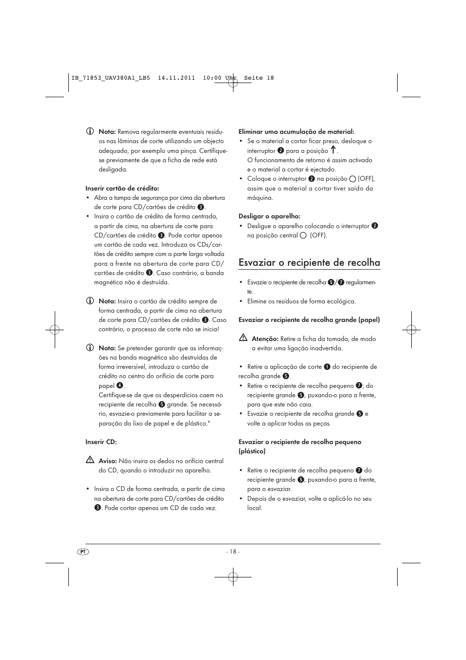 Esvaziar o recipiente de recolha | United Office UAV 380 A1 User Manual | Page 20 / 37