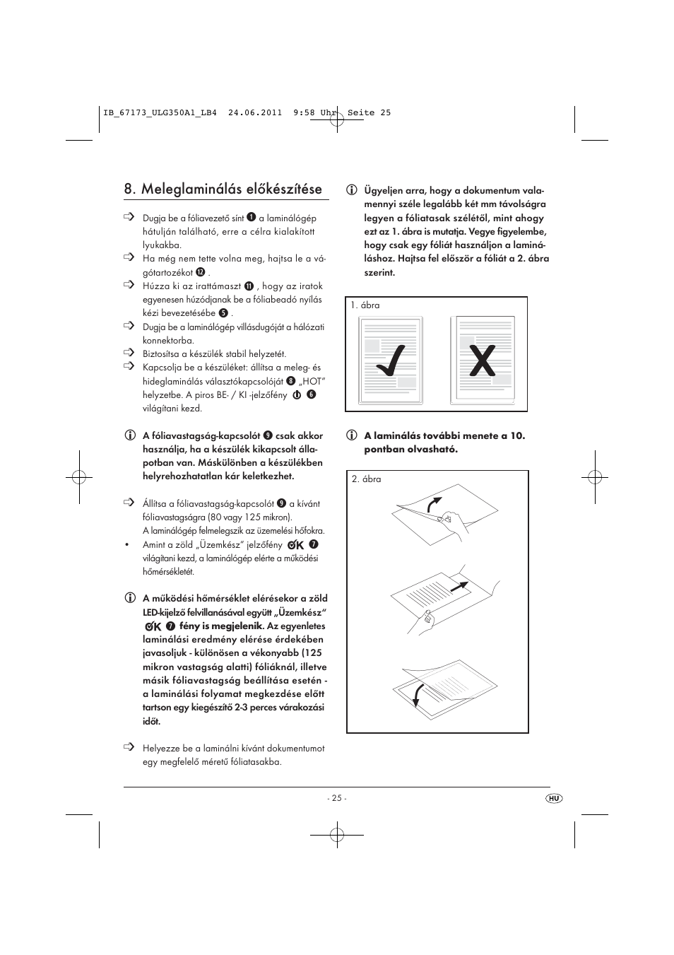 Meleglaminálás előkészítése | United Office ULG 350 A1 User Manual | Page 27 / 61