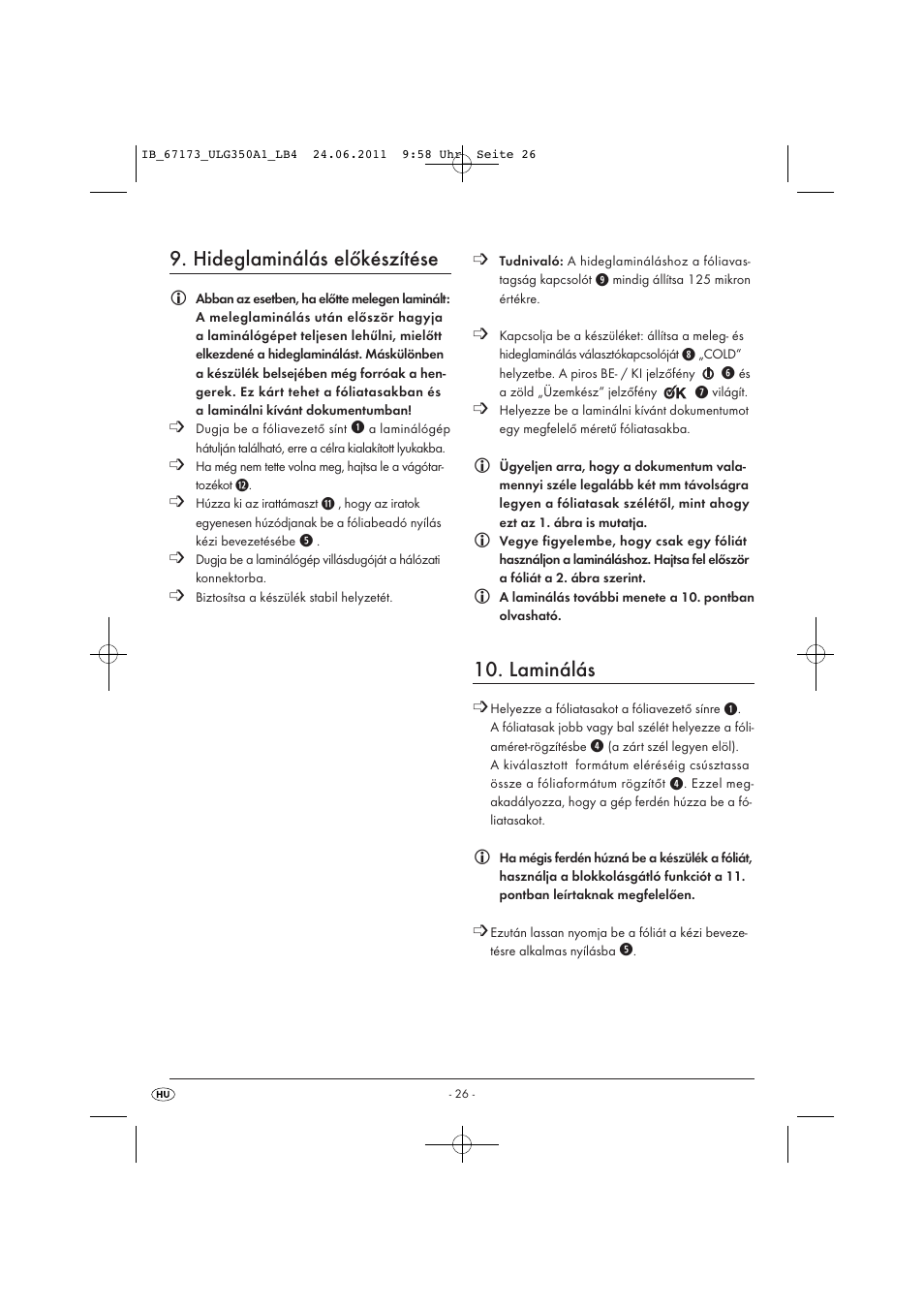 Hideglaminálás előkészítése, Laminálás | United Office ULG 350 A1 User Manual | Page 28 / 61