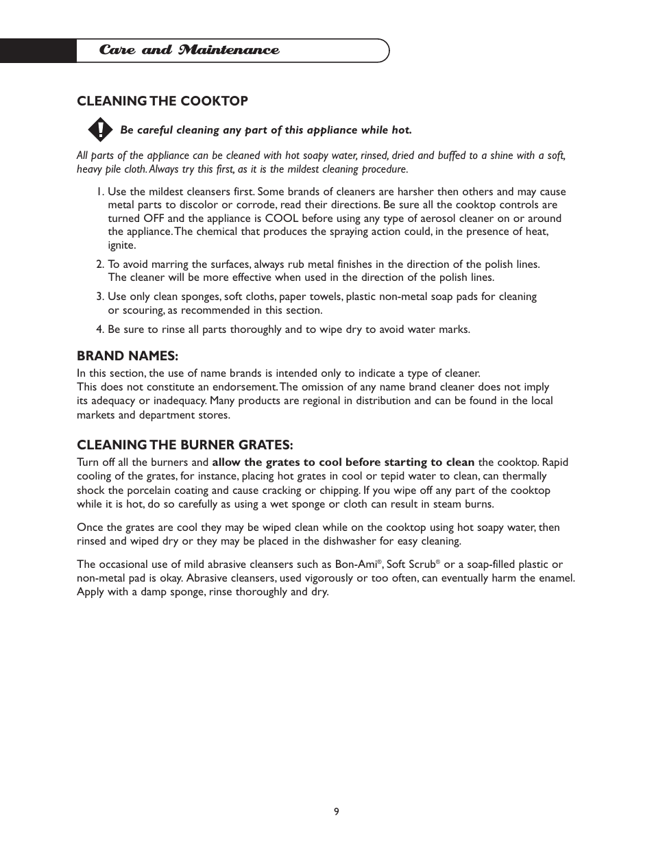 Care and maintenance | DCS CT-365GN User Manual | Page 10 / 22