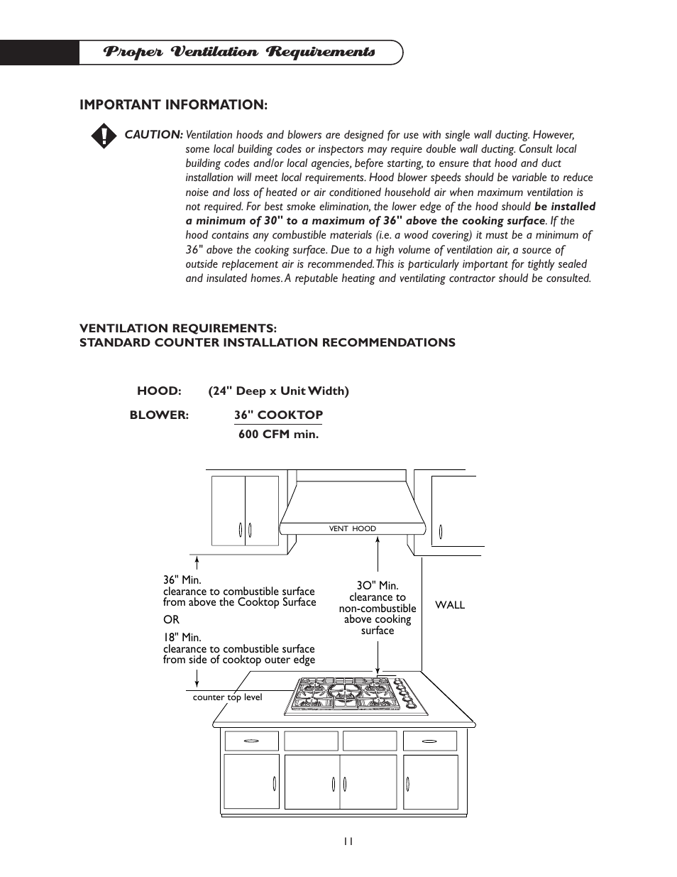 Proper ventilation requirements | DCS CT-365GN User Manual | Page 12 / 22