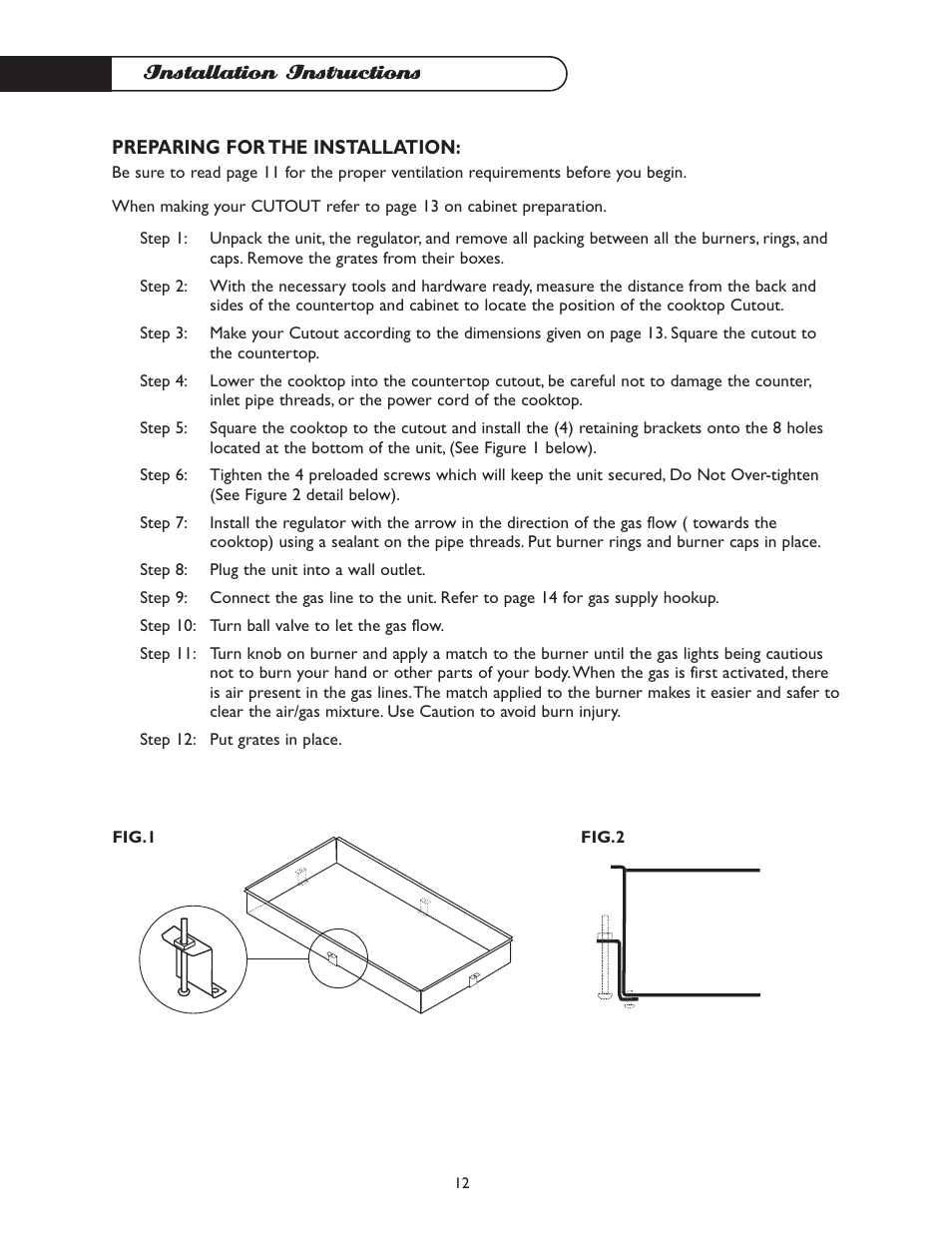 Installation instructions | DCS CT-365GN User Manual | Page 13 / 22