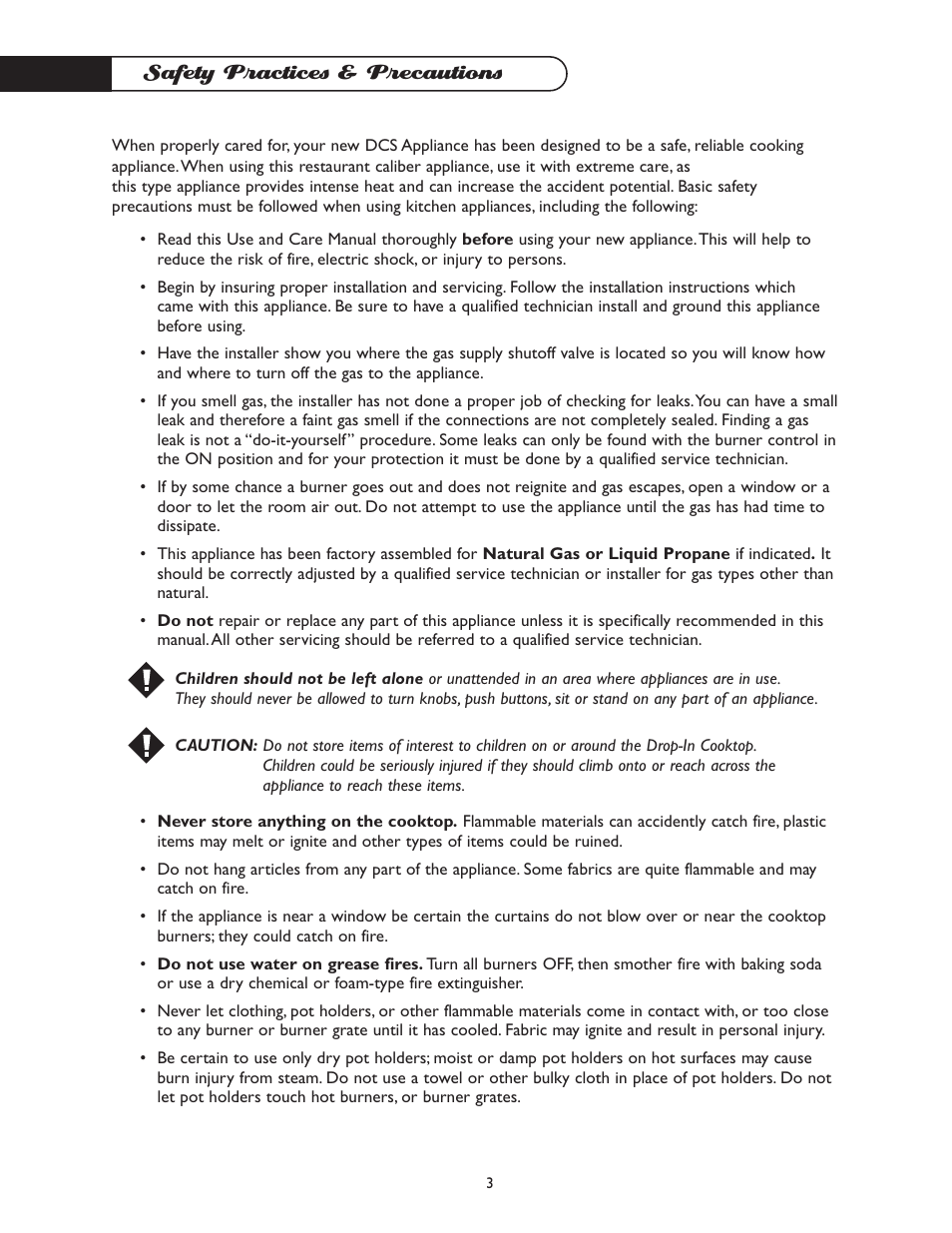 Safety practices & precautions | DCS CT-365GN User Manual | Page 4 / 22