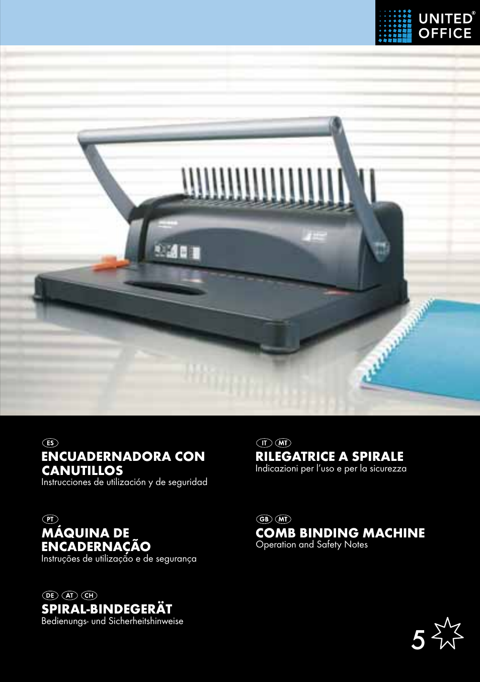 United Office Comb Binding Machine User Manual | 9 pages
