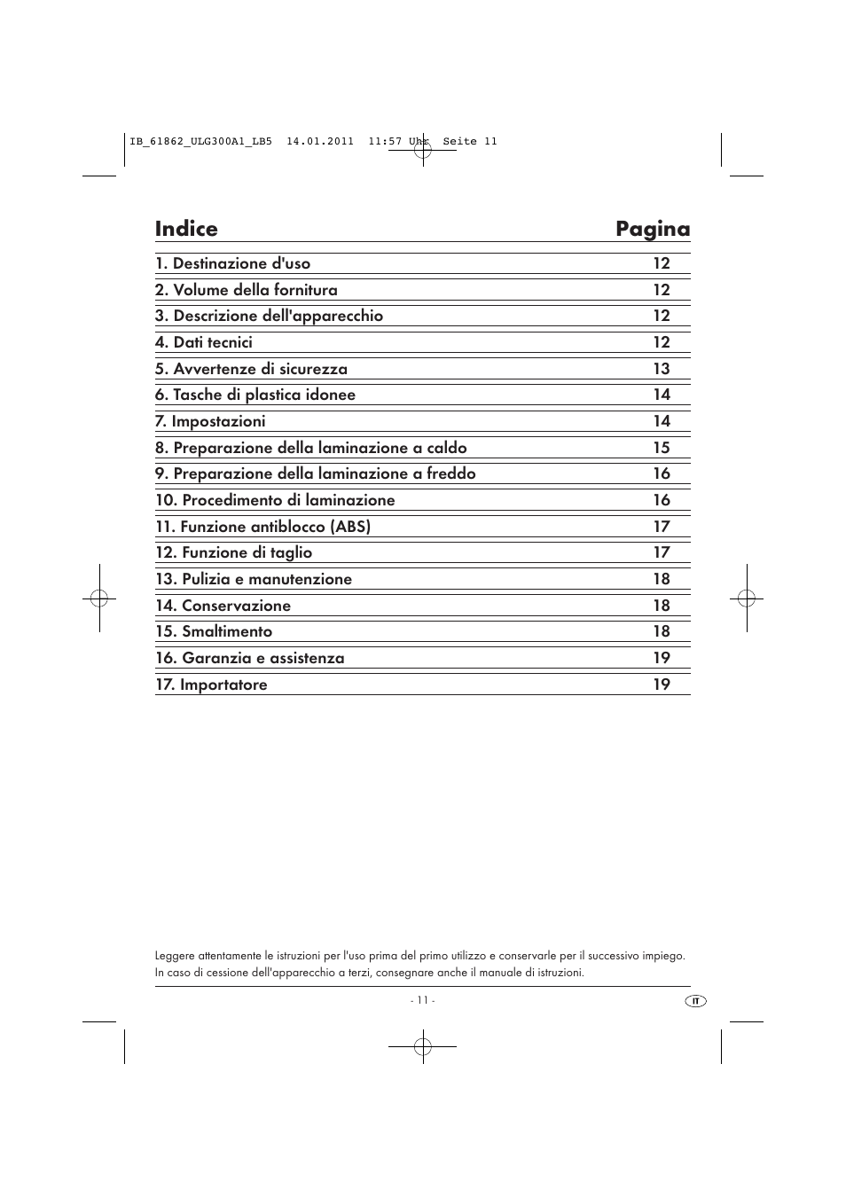 Indice pagina | United Office Plastificadora A3 ULG 300 A1 User Manual | Page 13 / 51