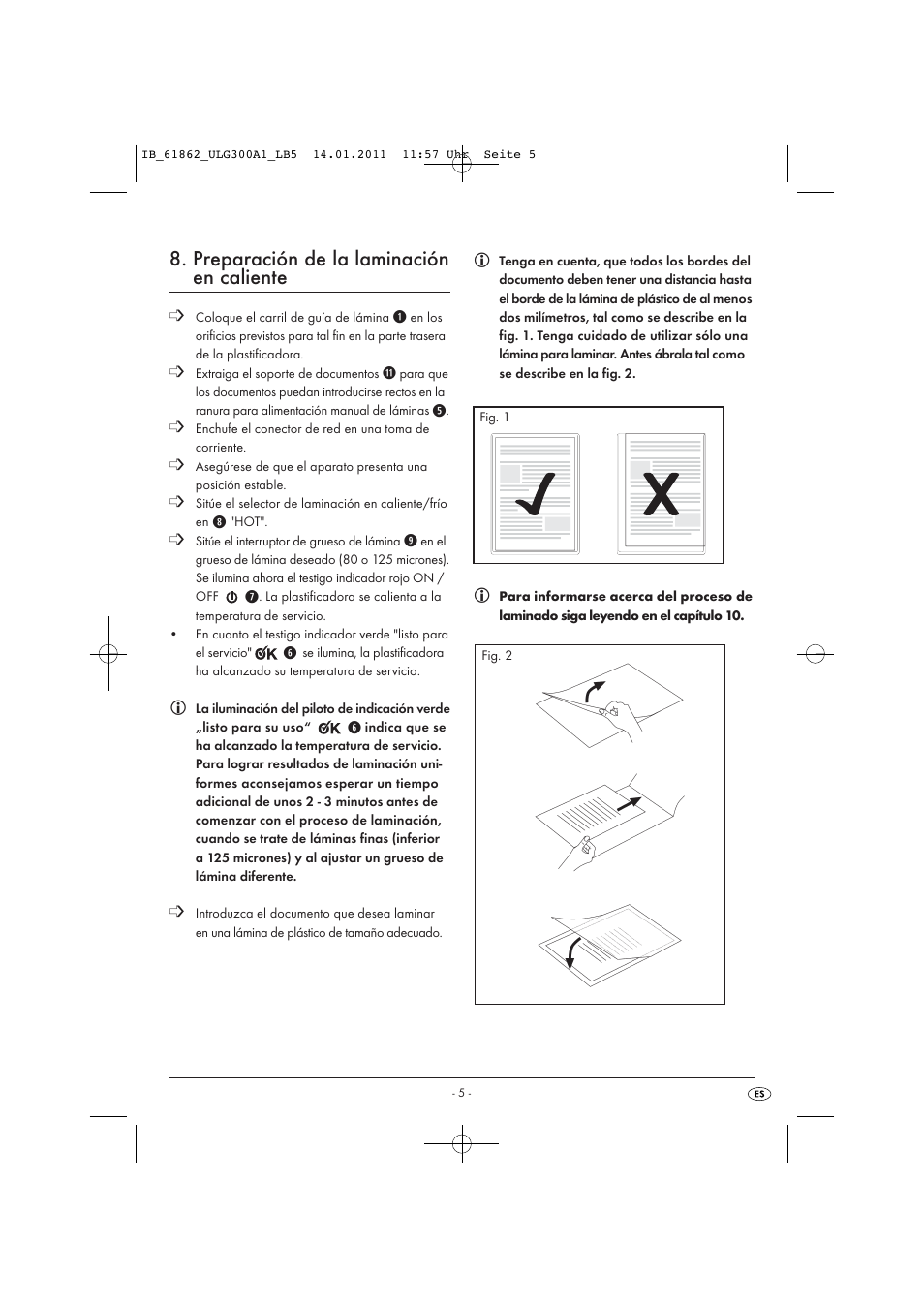 Preparación de la laminación en caliente | United Office Plastificadora A3 ULG 300 A1 User Manual | Page 7 / 51