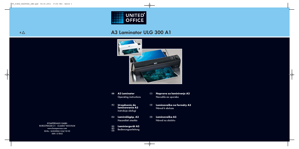 United Office A3 Laminator ULG 300 A1 User Manual | 65 pages