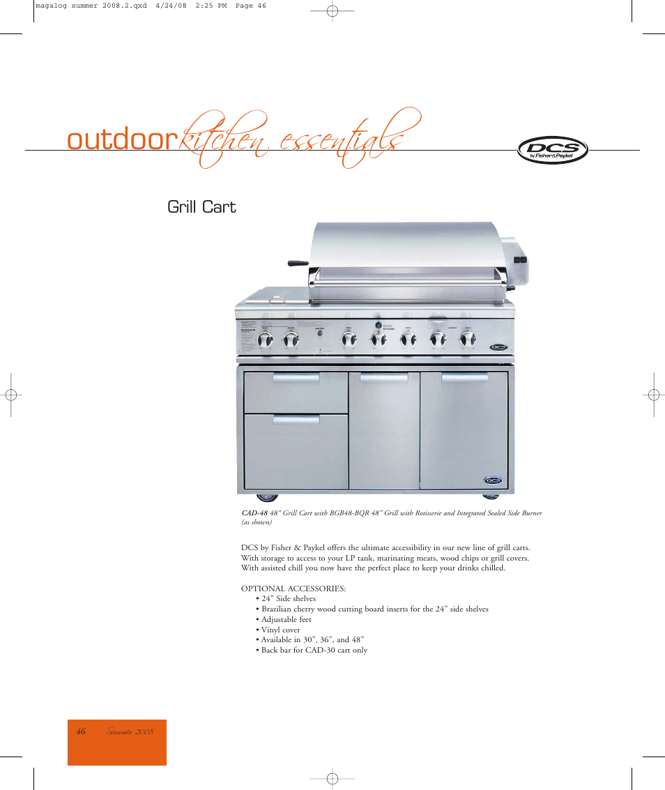 DCS Grill Cart CAD-48 User Manual | 2 pages