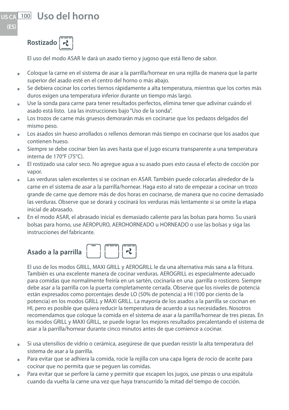 Uso del horno | DCS WOU-130 User Manual | Page 102 / 132