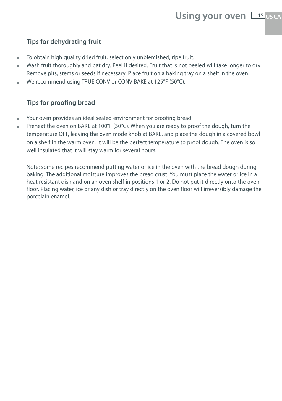Using your oven | DCS WOU-130 User Manual | Page 17 / 132