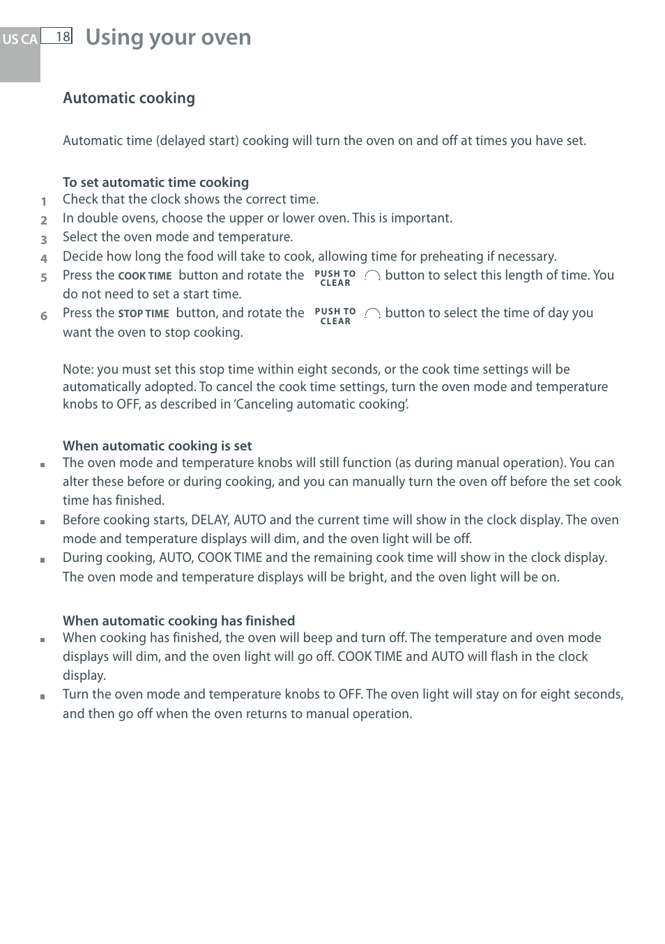 Using your oven, Automatic cooking | DCS WOU-130 User Manual | Page 20 / 132