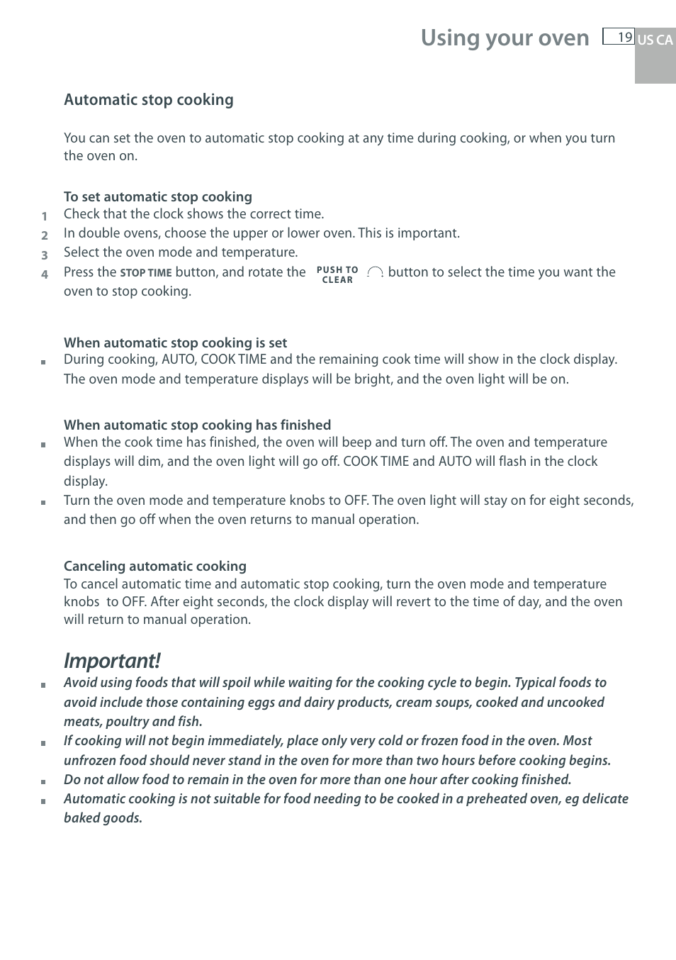 Using your oven, Important | DCS WOU-130 User Manual | Page 21 / 132