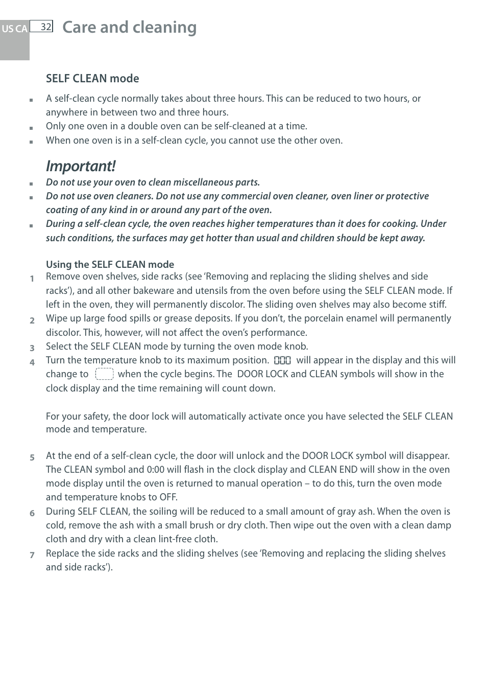 Care and cleaning, Important | DCS WOU-130 User Manual | Page 34 / 132