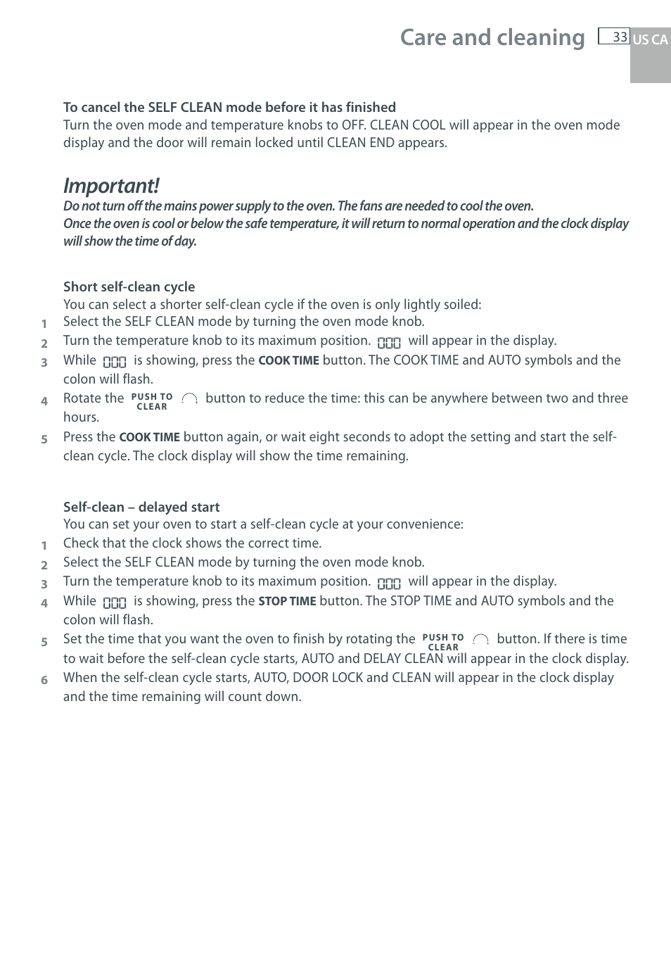 Care and cleaning, Important | DCS WOU-130 User Manual | Page 35 / 132