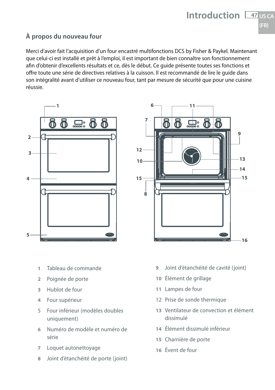 Introduction, À propos du nouveau four | DCS WOU-130 User Manual | Page 49 / 132