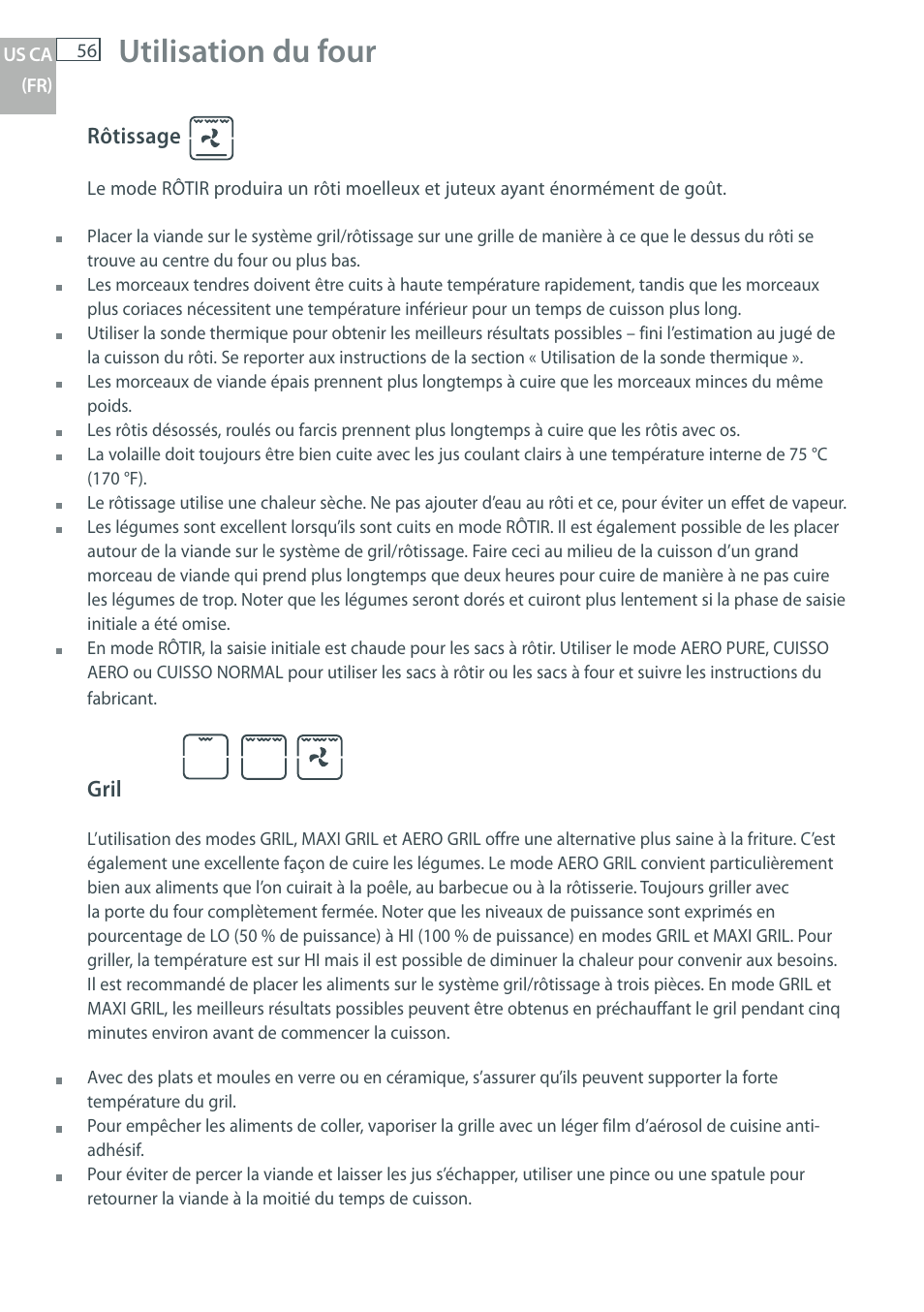 Utilisation du four | DCS WOU-130 User Manual | Page 58 / 132