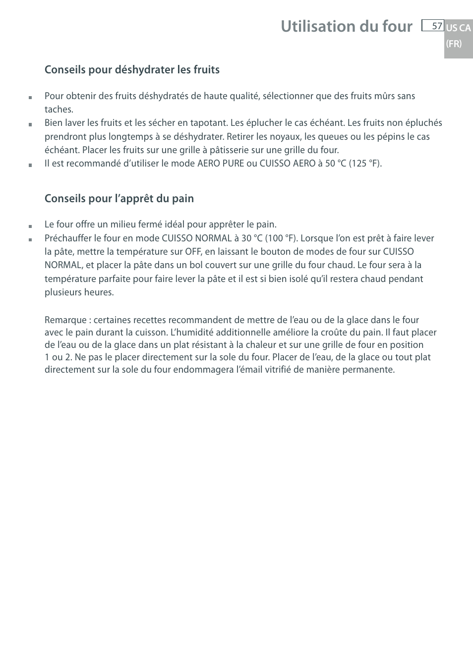Utilisation du four | DCS WOU-130 User Manual | Page 59 / 132