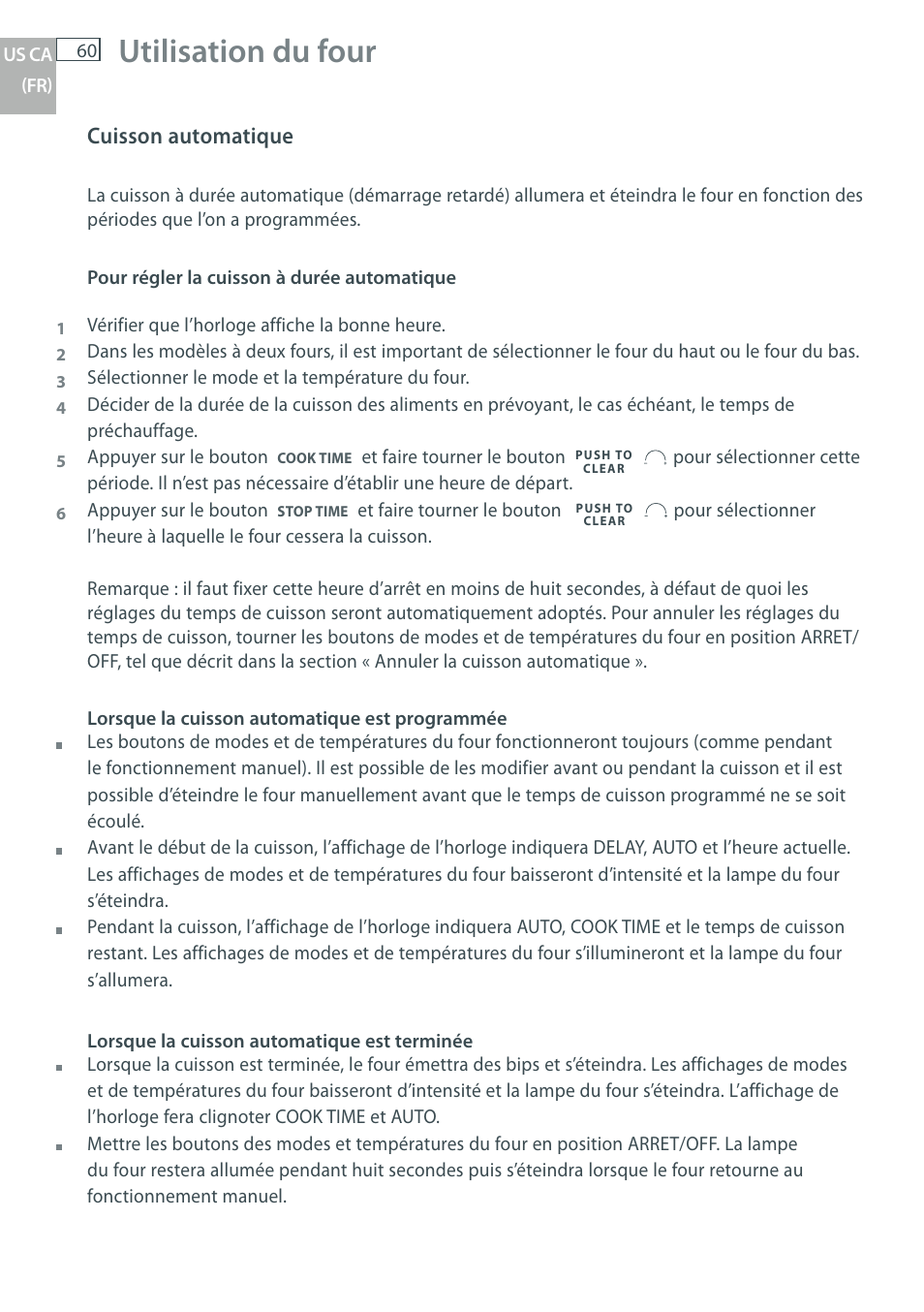 Utilisation du four, Cuisson automatique | DCS WOU-130 User Manual | Page 62 / 132