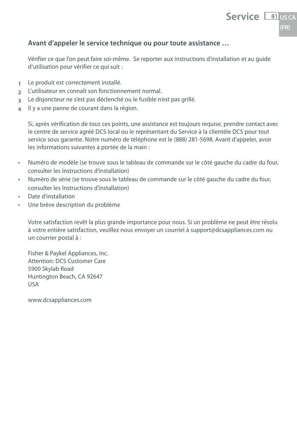 Service | DCS WOU-130 User Manual | Page 83 / 132