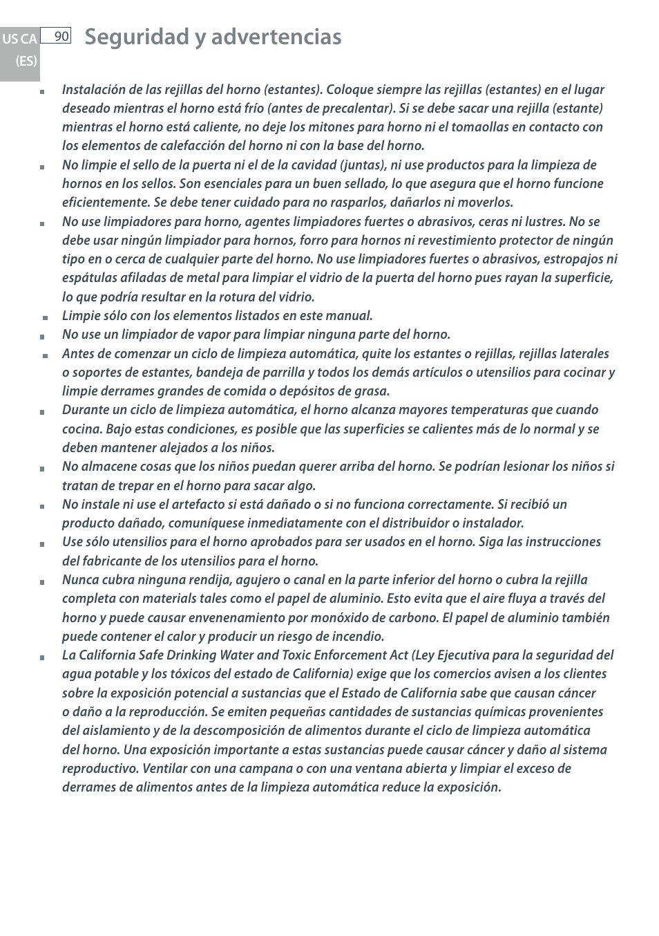 Seguridad y advertencias | DCS WOU-130 User Manual | Page 92 / 132
