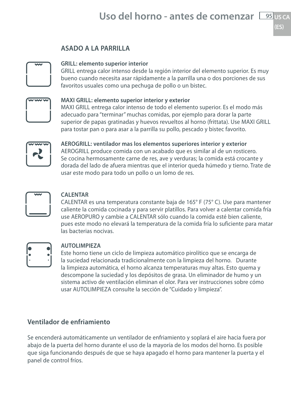 Uso del horno - antes de comenzar | DCS WOU-130 User Manual | Page 97 / 132