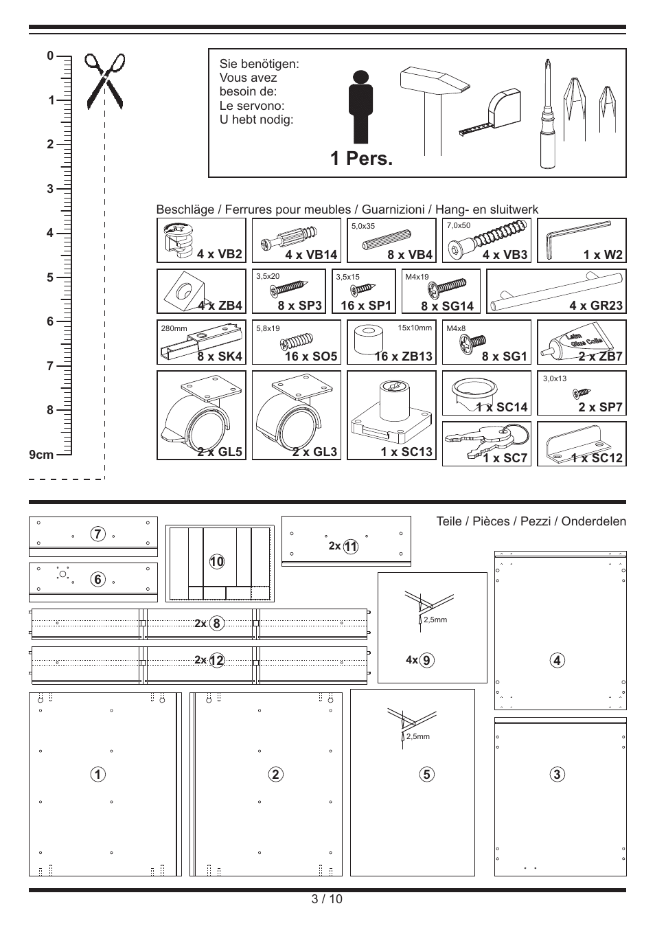 1 pers | United Office Drawer Cabinet User Manual | Page 3 / 10